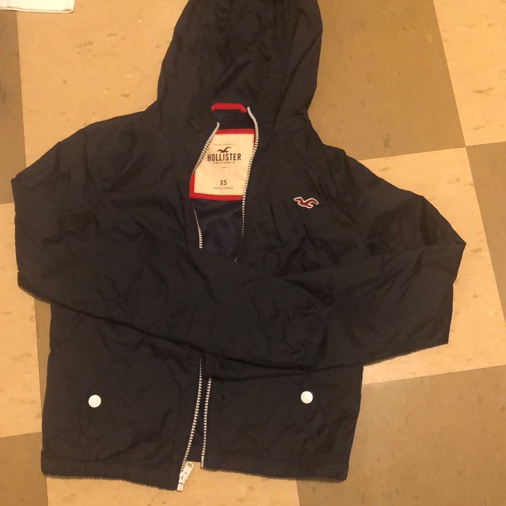 XS Navy blue Hollister rain jacket